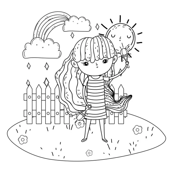 Mignonne petite fille jouer maracas — Image vectorielle