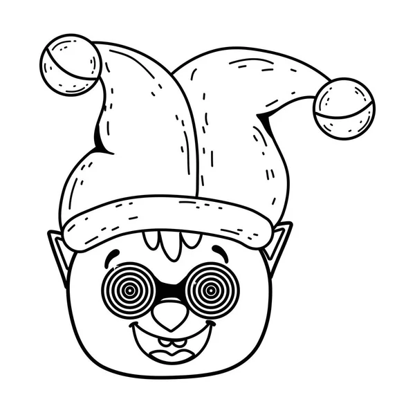 Pig crazy with glasses and joker hat fools day character — 图库矢量图片