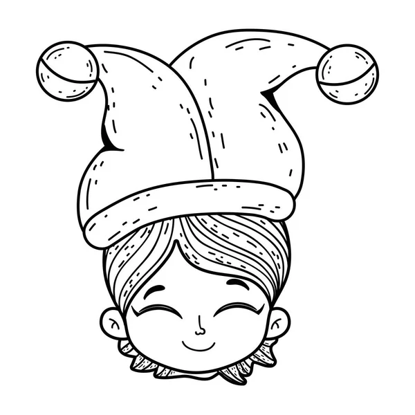 En liten gutt med hatt-fjols-fest. – stockvektor