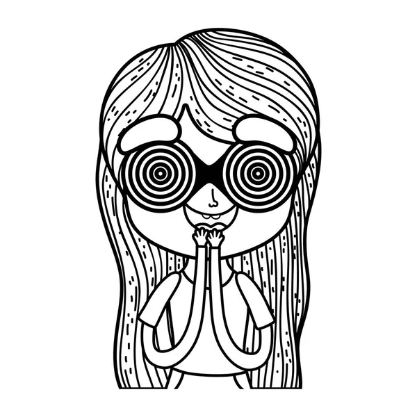 Dziewczynka z okularami spirala głupców obchody dnia — Wektor stockowy