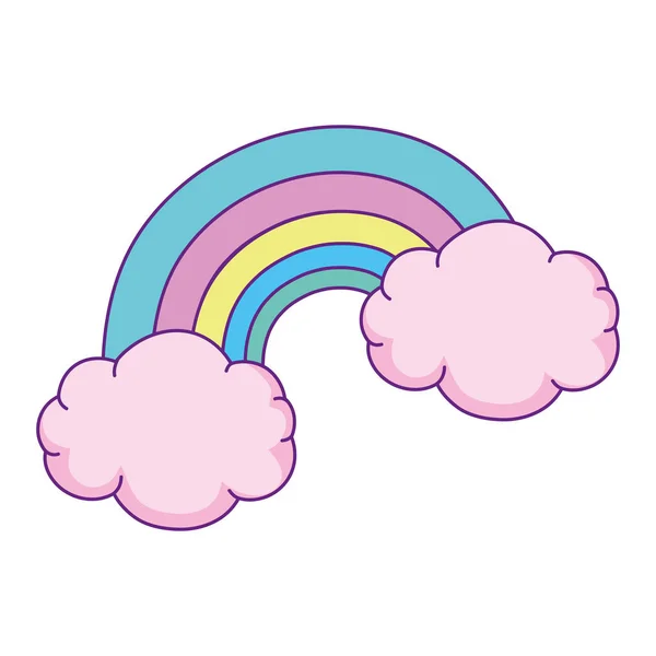 Schattig regenboog met wolken — Stockvector