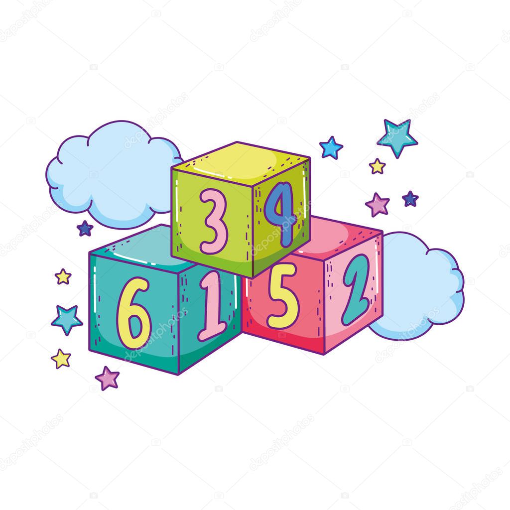blocks numbers toys in the clouds