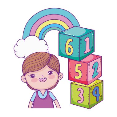 blok numaraları ile küçük çocuk