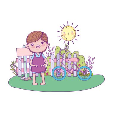 mutlu küçük çocuk Bisiklet alanına ile