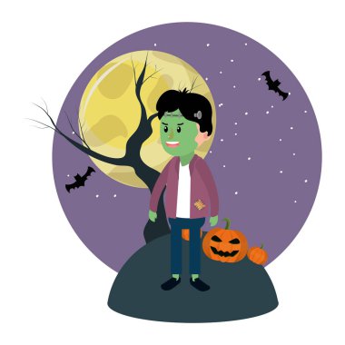 frankenstain kostüm ve dolunay çocuk