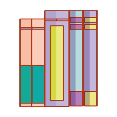 Kitaplar yığılmış çizgi film