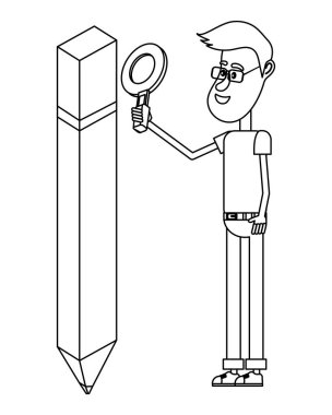 Grafik tasarımcı karikatür siyah ve beyaz