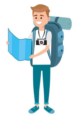Genç backpacker turist