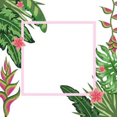 tropikal çiçekli çerçeve
