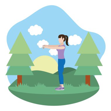 Uygun kadın egzersiz yaparak