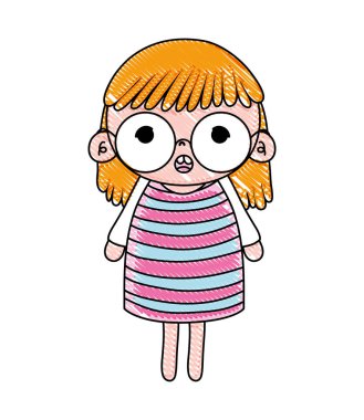 elbise ve gözlük ile karalanmış kız saç modeli