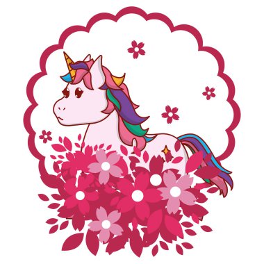 Tek boynuzlu at yuvarlak simge