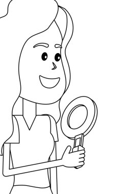 Büyüteç camı siyah ve beyaz olan kadın