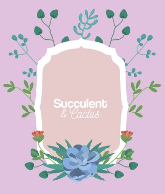 Çöl bitkileri ile amblemi çerçeve