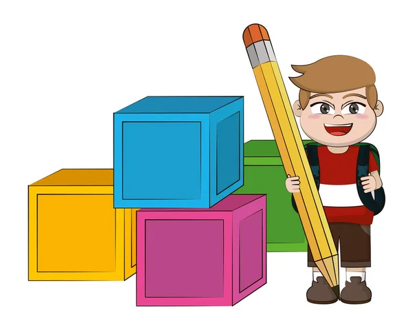 Desene animate școlare elementare — Vector de stoc