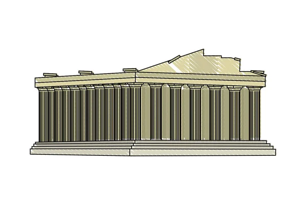 Middeleeuwse clastle van Athene architectuurontwerp doodle — Stockvector