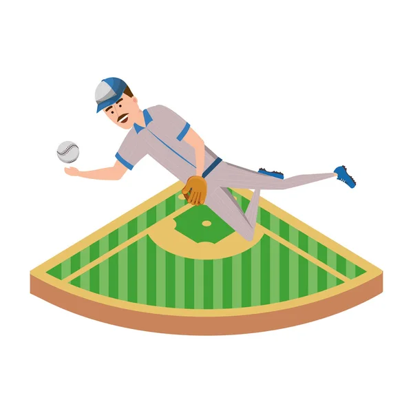 Гравець мультфільм бейсбол — стоковий вектор