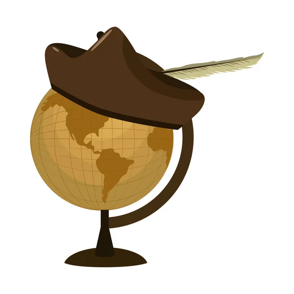 Παγκόσμιος Χάρτης γραφείο με κομψό καπέλο — Διανυσματικό Αρχείο