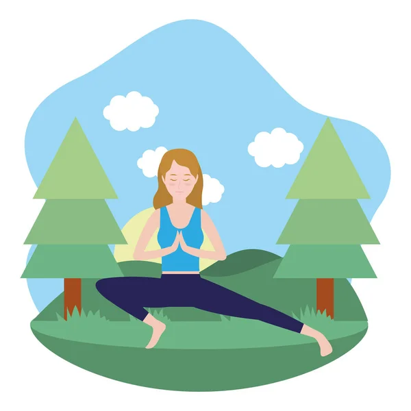 Donna e yoga — Vettoriale Stock