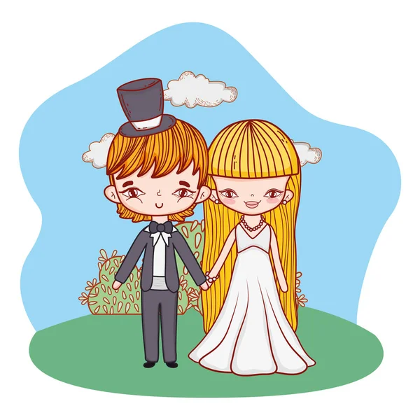 Mariage portrait dessin animé — Image vectorielle