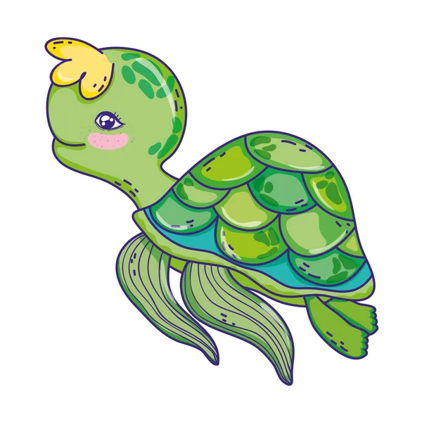 Aranyos teknős vadon élő tengeri állatok — Stock Vector