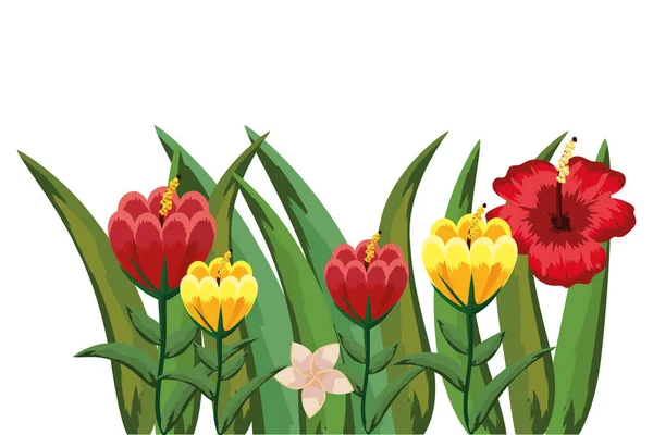Fleurs et feuilles — Image vectorielle
