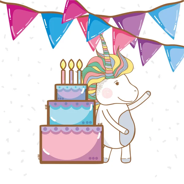 Happy birthday unicorn cartoons — Stock Vector