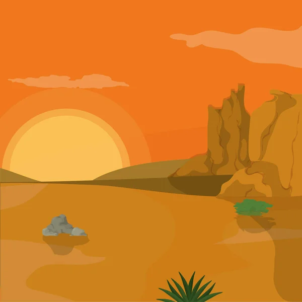 Desert landscape cartoon — Stock Vector