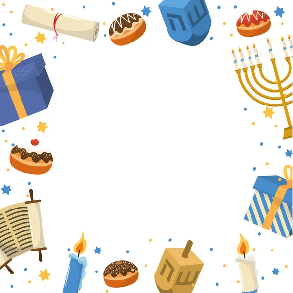 Hanukkah festa desenhos animados — Vetor de Stock