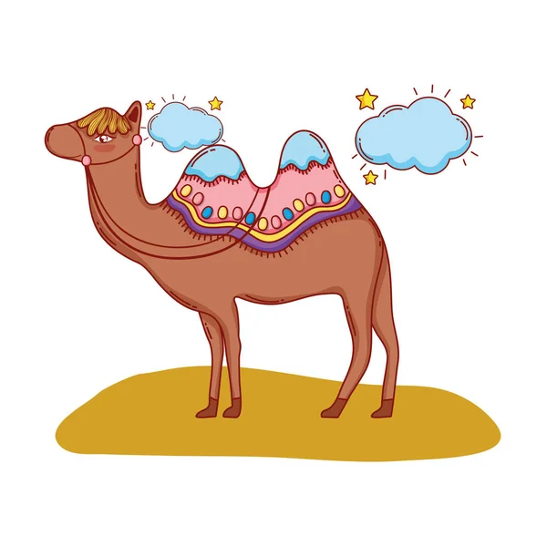 Dibujos animados camello desierto — Vector de stock