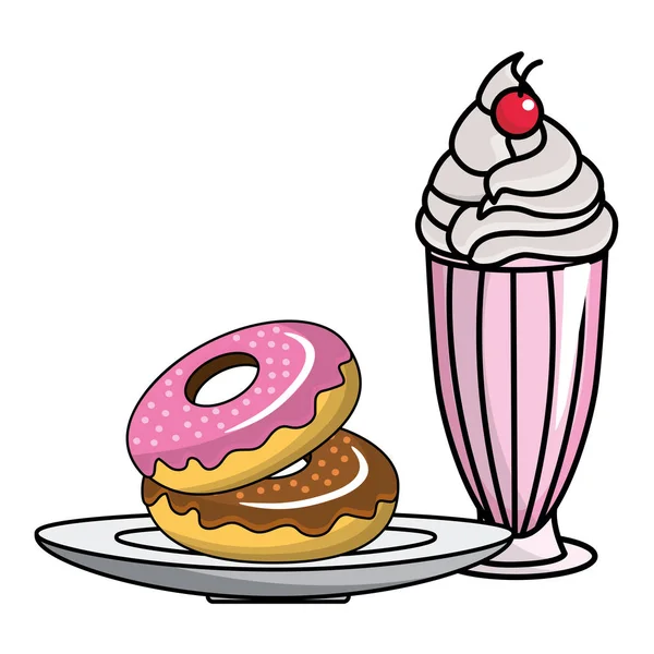 Isolierte Donuts und Milchshake-Design — Stockvektor