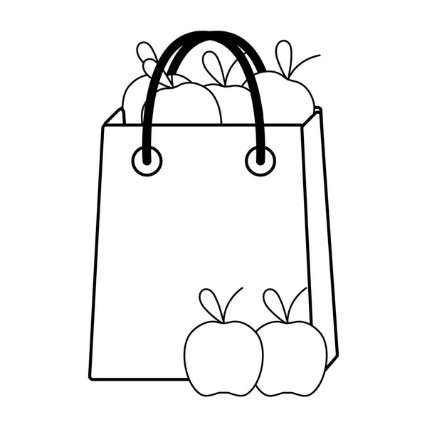 Compras de mantimentos saco preto e branco — Vetor de Stock