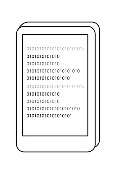 Skizzieren Smartphone-Code-Programm Daten-Netzwerk-Technologie — Stockvektor