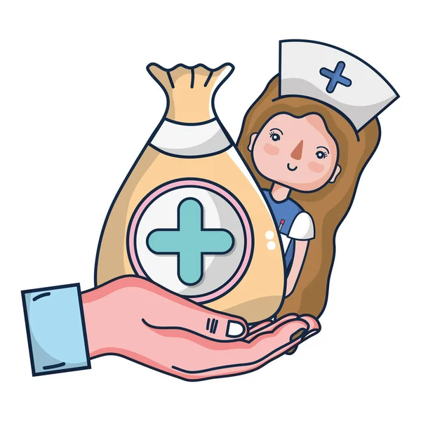 Donna medico e cartoni animati medici — Vettoriale Stock