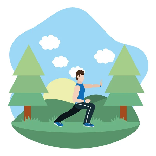 Фитнес-человек, делающий упражнения — стоковый вектор