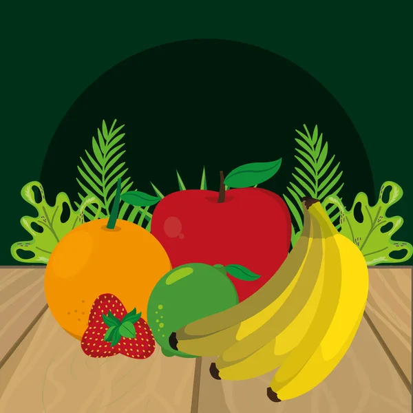 Caricatura de frutas frescas — Vector de stock