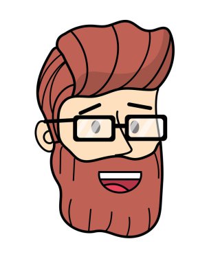 Genç adam yüz çizgi film