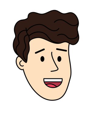 Genç adam yüz çizgi film