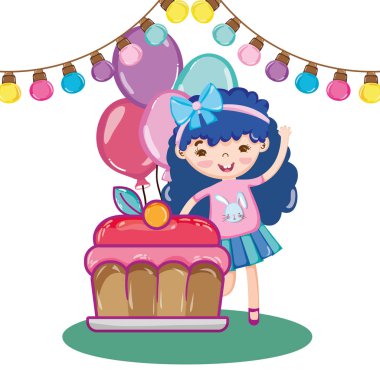 kız parti ampuller dekorasyon ve balonlar ile pasta