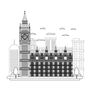 satır Londra Saat Kulesi ve güzel ağaçlar