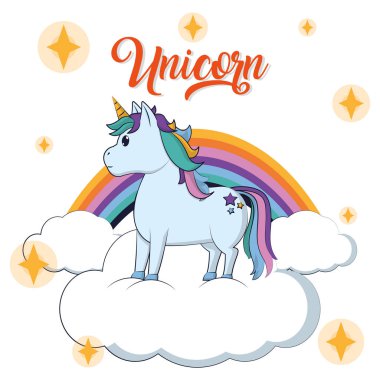 Güzel ve sihirli unicorn çizgi film