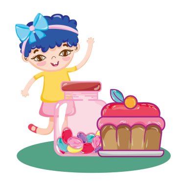 pasta ve tatlı şekerler şişe içinde kızla