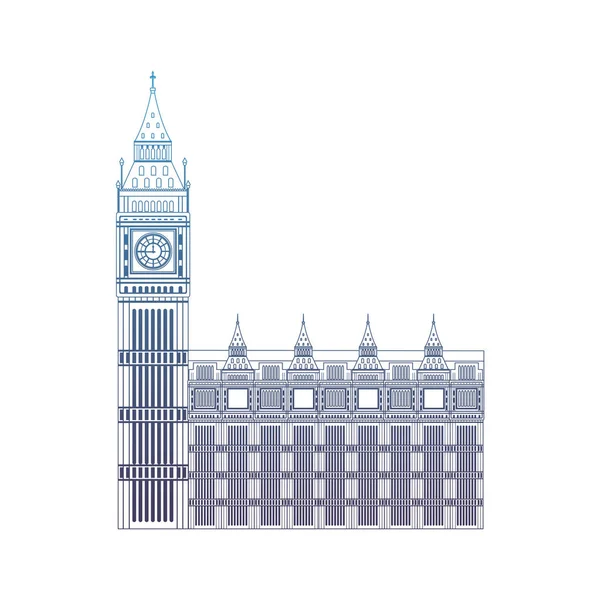 Línea degradada torre de reloj de Londres diseño de arquitectura — Vector de stock