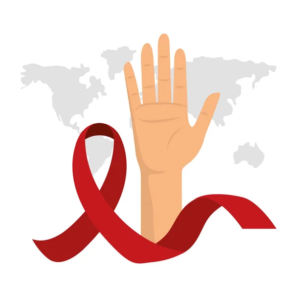 Ruban isolant hiv avec design à la main — Image vectorielle
