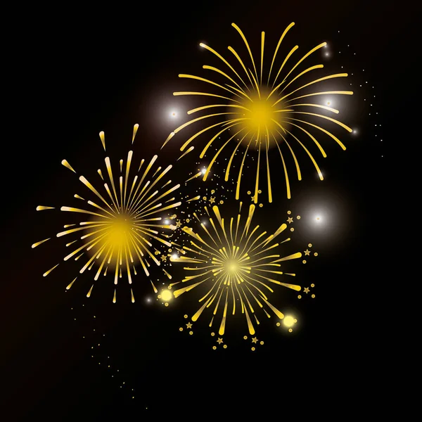 Fuochi d'artificio luminoso cartone animato — Vettoriale Stock