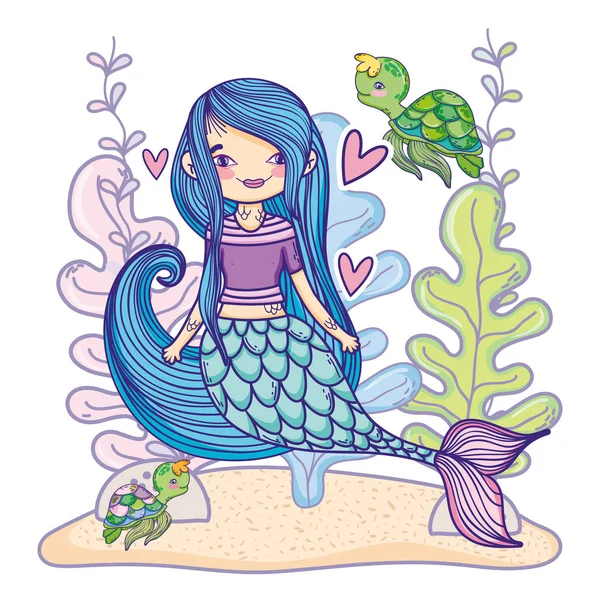 Mermaid swimming undersea — Stock Vector