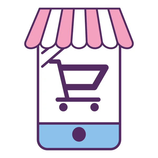 E-commerce negozio online fumetto — Vettoriale Stock