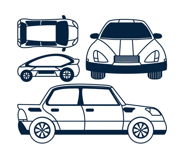 Set pictogrammen van de weergaven van de auto — Stockvector