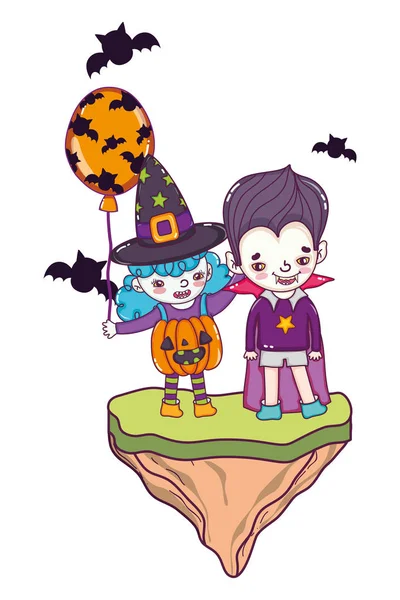 Halloween niños dibujos animados — Vector de stock