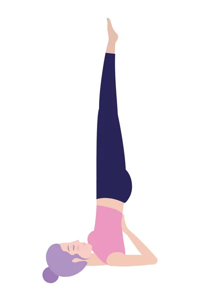 Mujer y yoga — Vector de stock